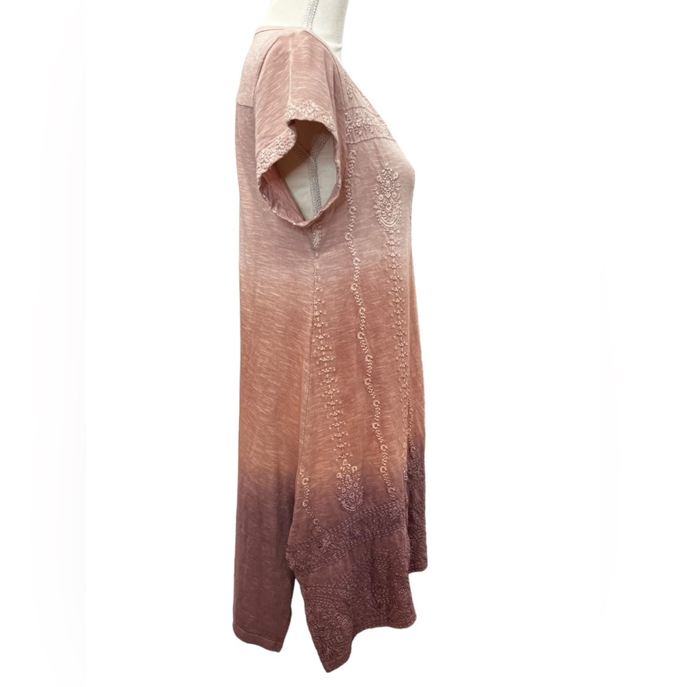 Caité Kyla Embroidered Ombré Cotton Boho Mini Dress Small Pink - Picture 5 of 8